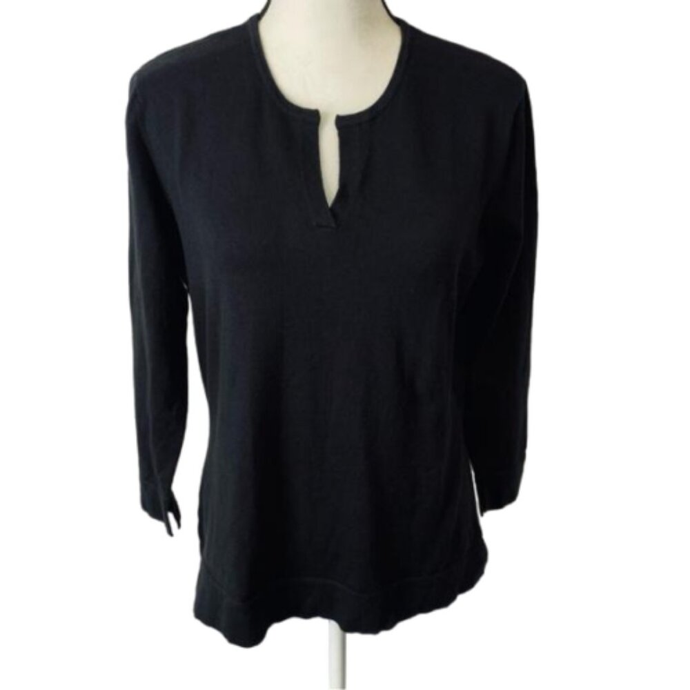 2/$30 NWT Gap Black V Cut Neckline 3/4 Sleeves Sweater Size L #1520
